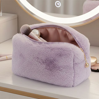 fluffy makeup bag