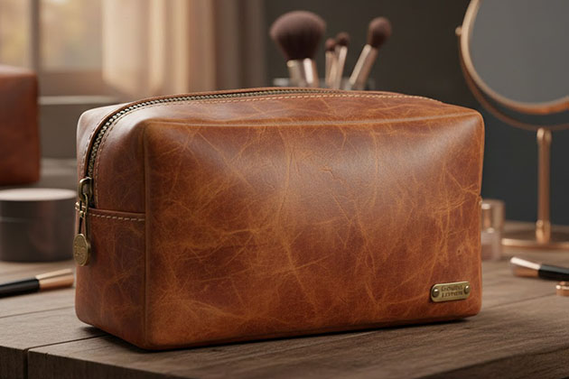 leather makeup bag
