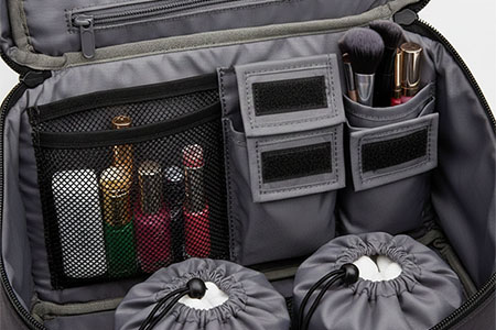 makeup bag with zipper compartments